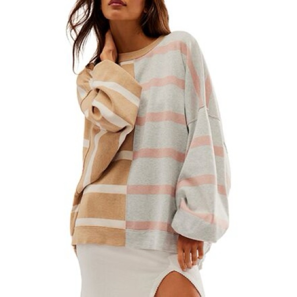 Free People Striped Uptown Pullover